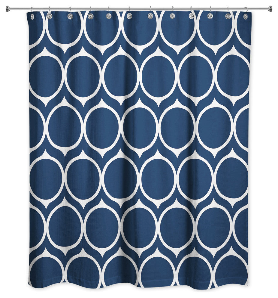 Mid Mod Circles Shower Curtain, Blue