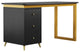 Modern 55" Black Wooden Home Office Writing Desk with Drawers in Gold