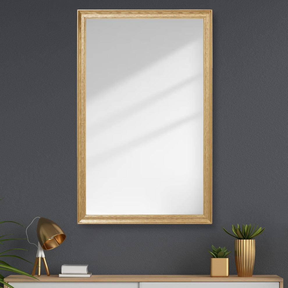 Crenshaw Framed Wall Mirror, Gold, 20" X 48"