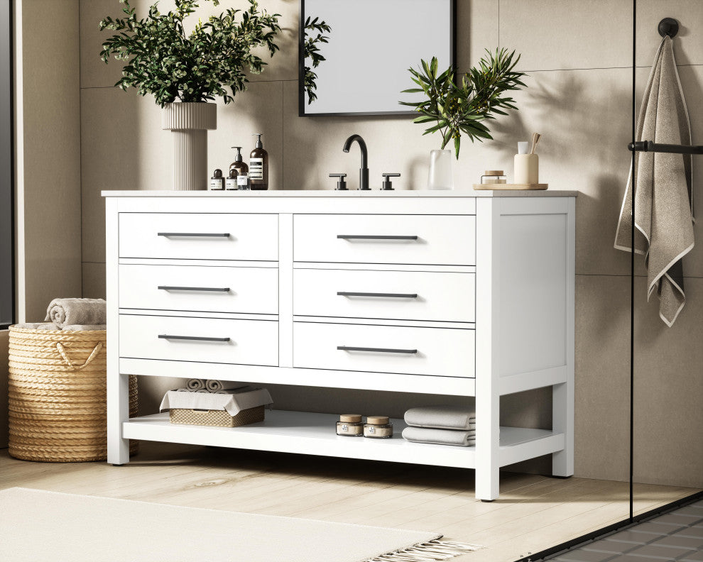 Home Living 54" Single Bathroom Vanity, White