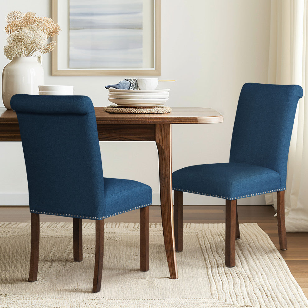 510 Design Aubrey Upholstered Dining Chair Set of 2, Blue
