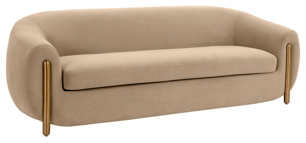 Lina Upholstered Sofa, Cafe Au Lait Brown Velvet