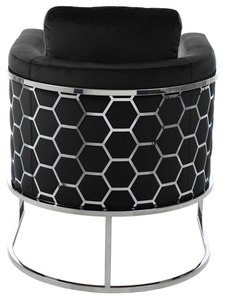 Casa Velvet Upholstered Chair, Black, Chrome Finish