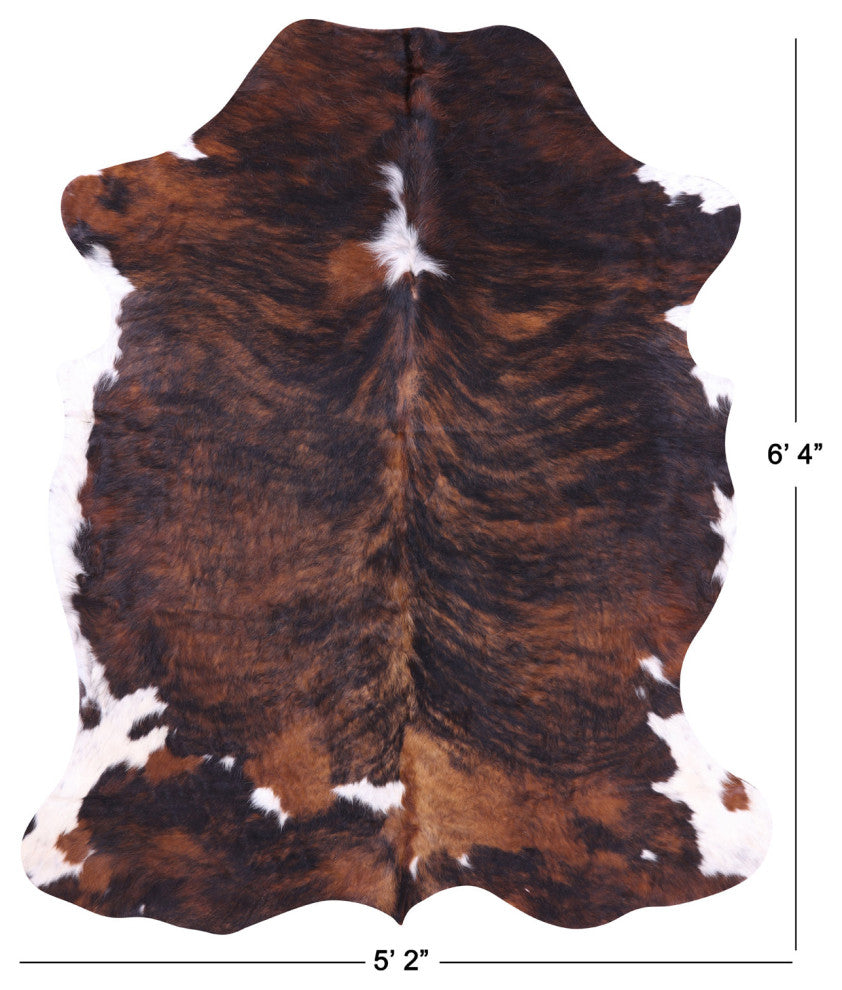 6' 4" X 5' 2" Brindle Natural Cowhide Rug C1874