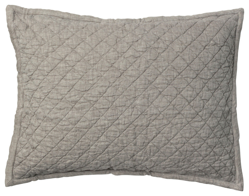 Kenneth Linen Pillowcase Sham, Gray, Standard