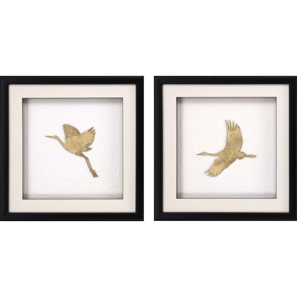 Flight of Gold I, 2-Piece Set Framed Art