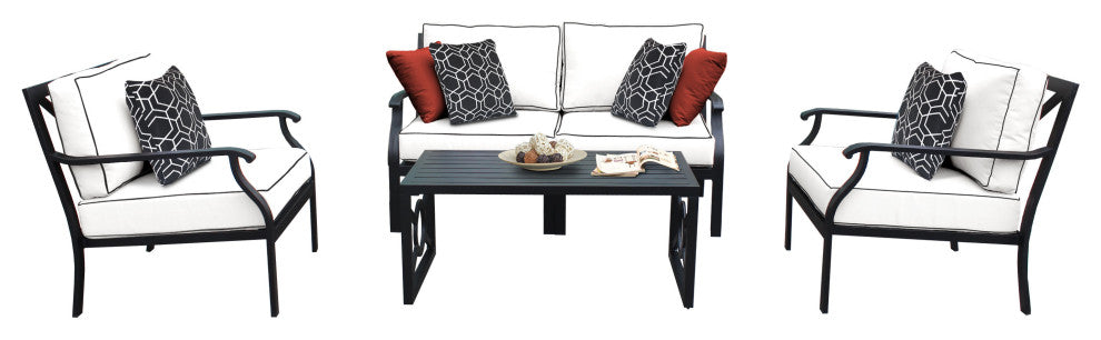 kathy ireland Madison Ave. 5 Piece Aluminum Patio Furniture Set 05c, Snow