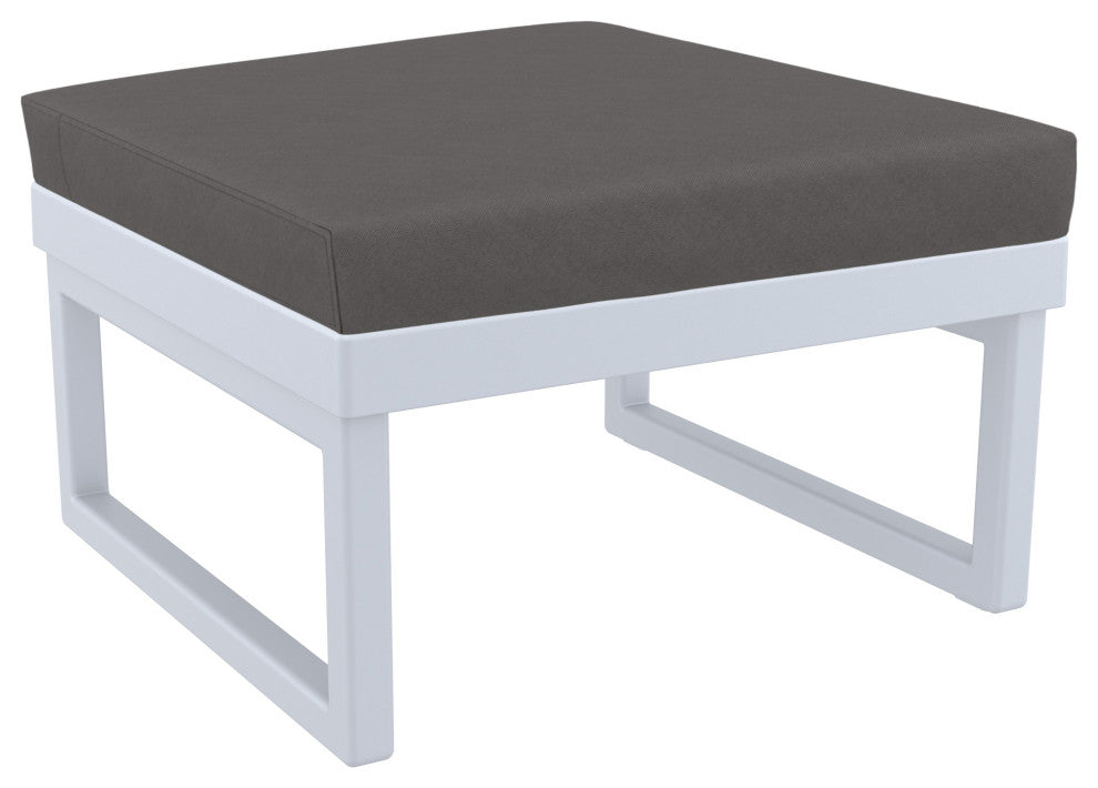 Mykonos Ottoman Silver With Sunbrella Charcoal Cushion