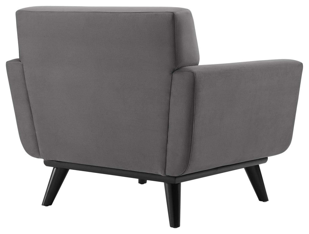 Engage Channel Tufted Performance Velvet Armchair Gray