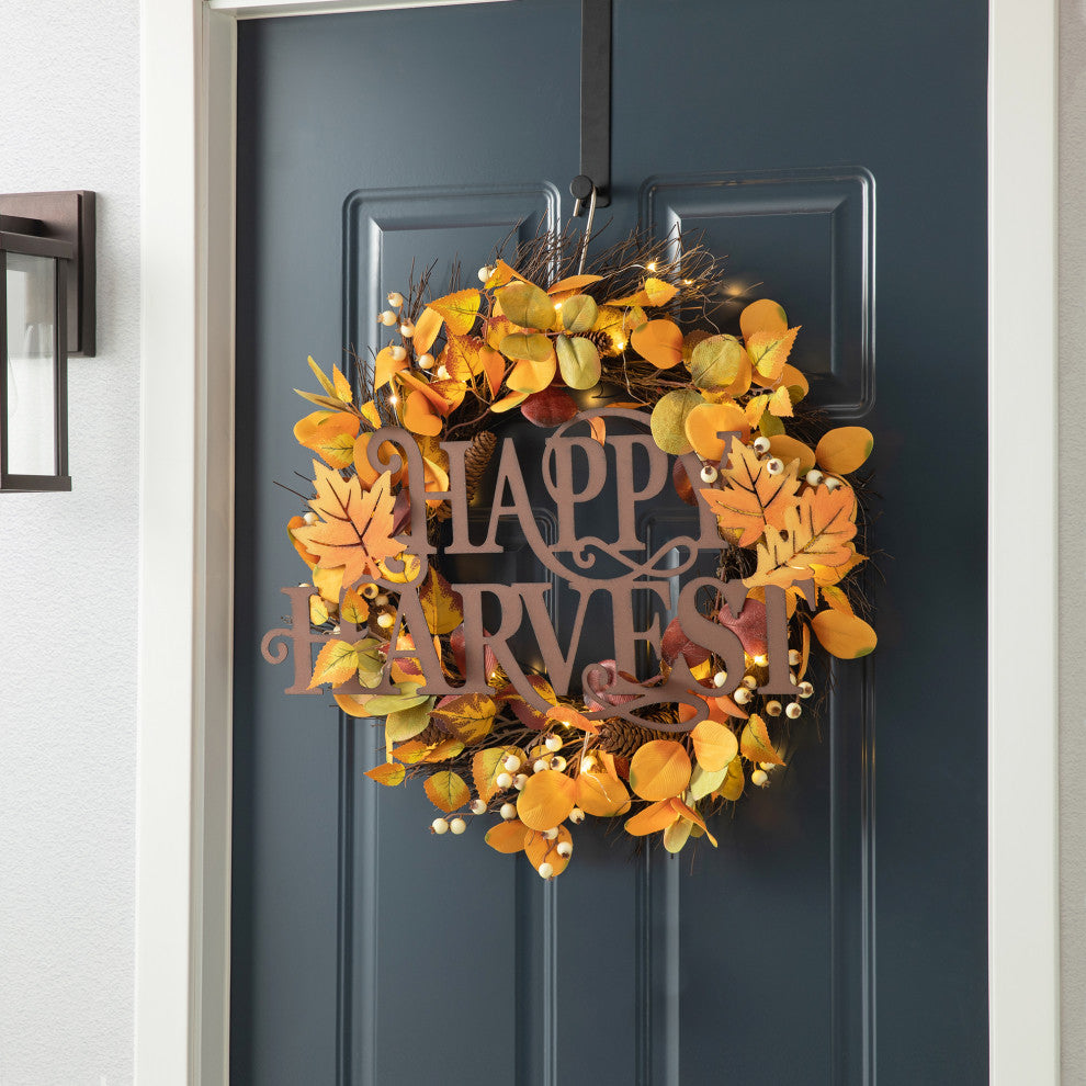 23.75"L Metal "HAPPY HARVEST" Wall Decor