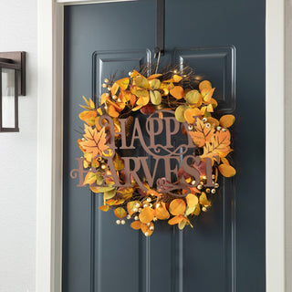 23.75"L Metal "HAPPY HARVEST" Wall Decor