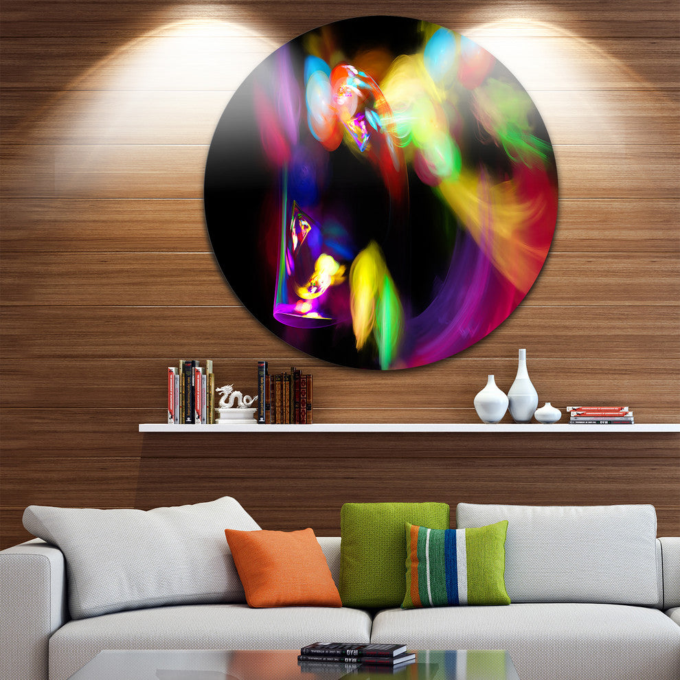 Colorful Smoke Spiral, Abstract Digital Art Round Wall Art, 23"