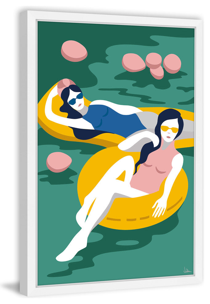 "Floating Girls" Framed Painting Print, 16"x24"