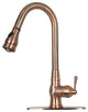 Pull Down Kitchen Faucet With Deck Plate, Single Level Solid Brass Sink Faucets,