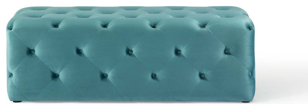 Anthem 48" Tufted Button Entryway Performance Velvet Bench Sea Blue