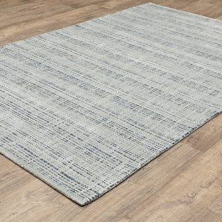 Cayden Textural Stripe Wool Blend Grey/ Blue Hand-tufted Rug 8' x 10'