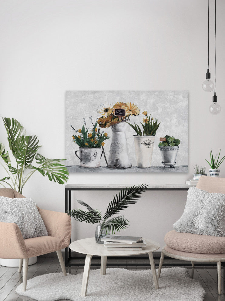 "Growing Sunflowers" Painting Print on Wrapped Canvas