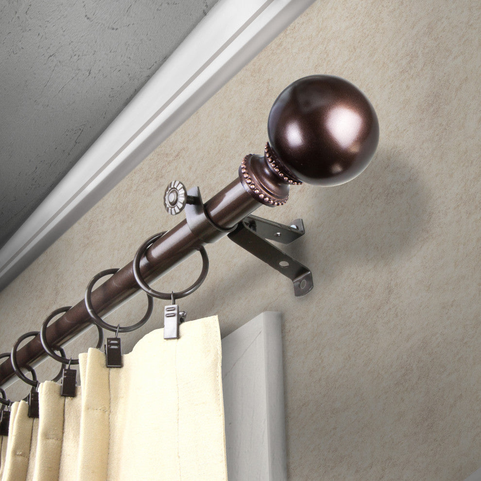 Julian 13/16" Diameter Curtain Rod, Cocoa, 18-28"