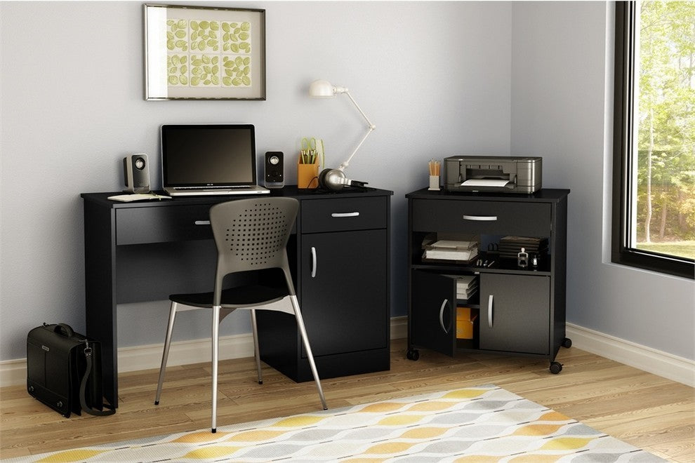 South Shore Axess Printer Cart On Wheels, Pure Black
