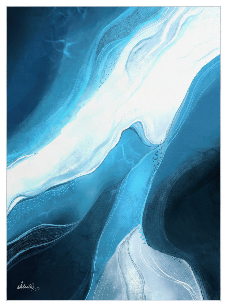 Ethereal Iceberg Abstract Art Area Rug, 7.5'x10.3'