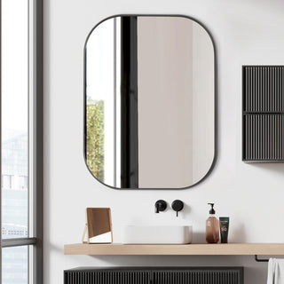 Trielle Rectangular Framed Bathroom Wall Mirror, Gunmetal, 24"