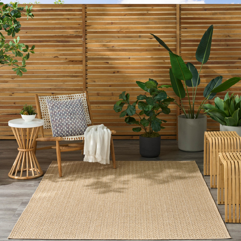 Nourison Tulum 5'3" x 7' Taupe Outdoor Rug