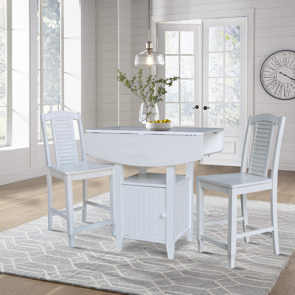 Dual Drop Leaf Bistro Table, Counter Height and 2 Counter Height Stools
