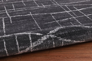Low-Pile Pierce Charcoal/Ivory Rug, Charcoal, 10'x14'