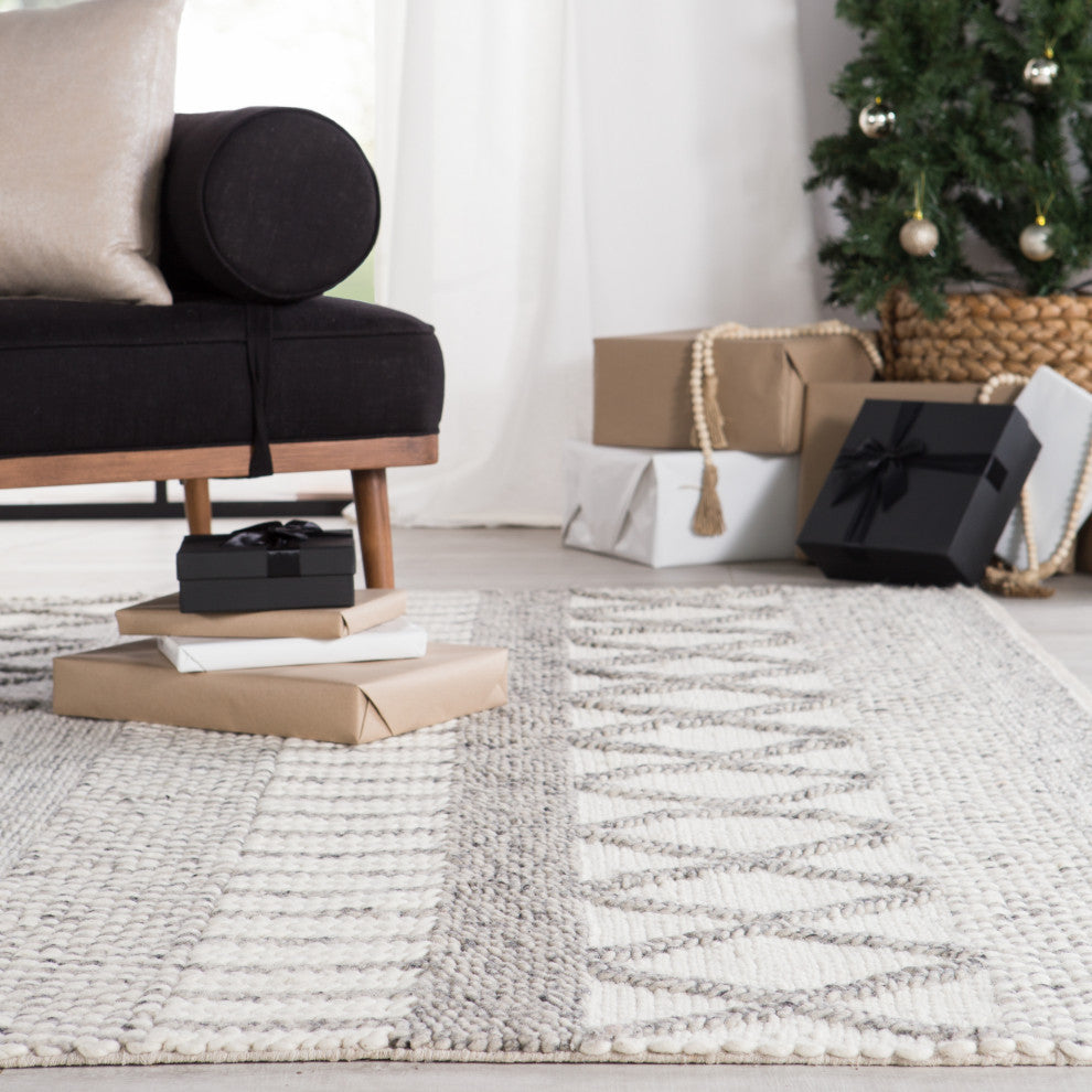 Jaipur Living Sandhurst Handmade Geometric Gray/White Area Rug, 5'x8'