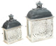 Set of 2 Metal and Wood Nesting Lanterns With Floral Cut-out