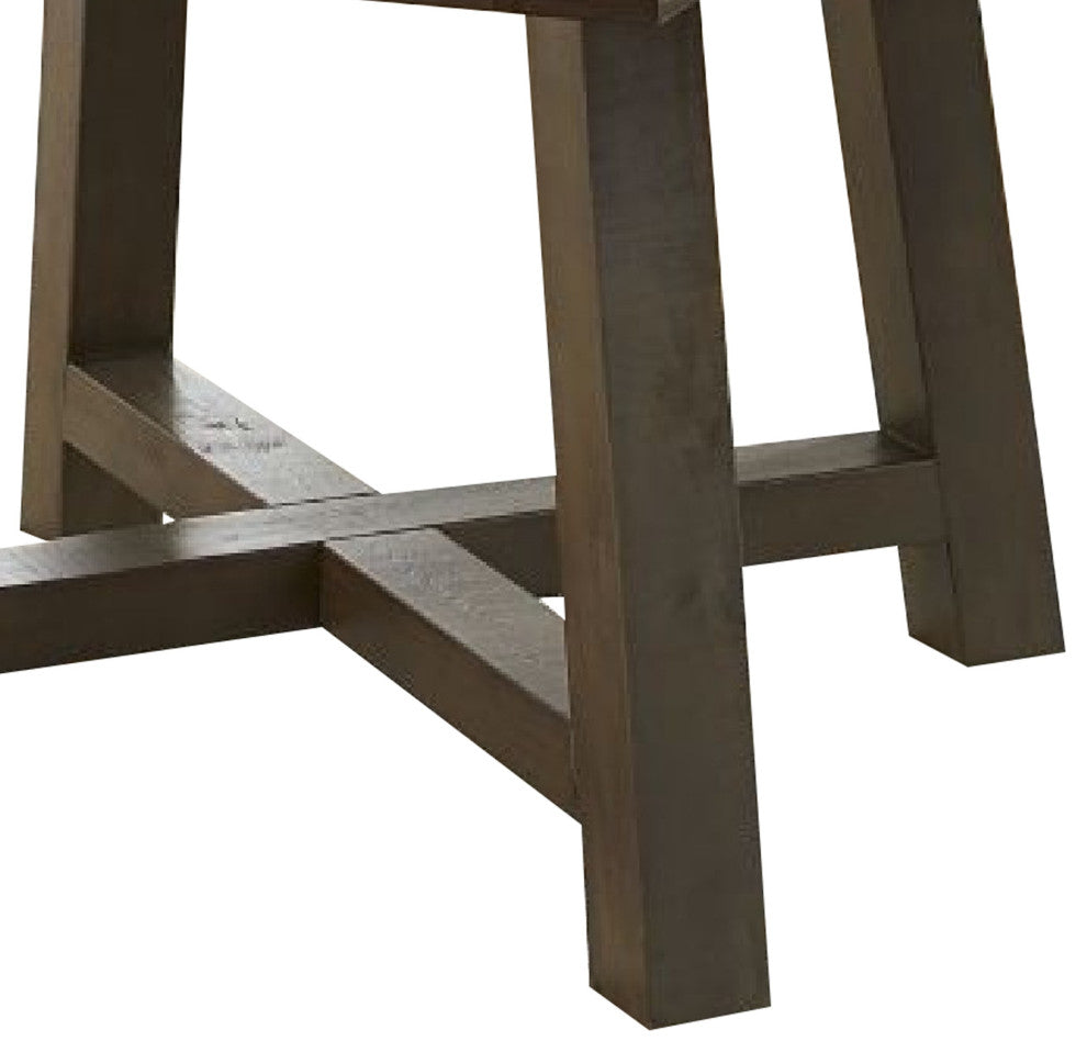 Benzara BM274126 Wood Planked Dining Table, Extension Leaf, Rustic Taupe Gray