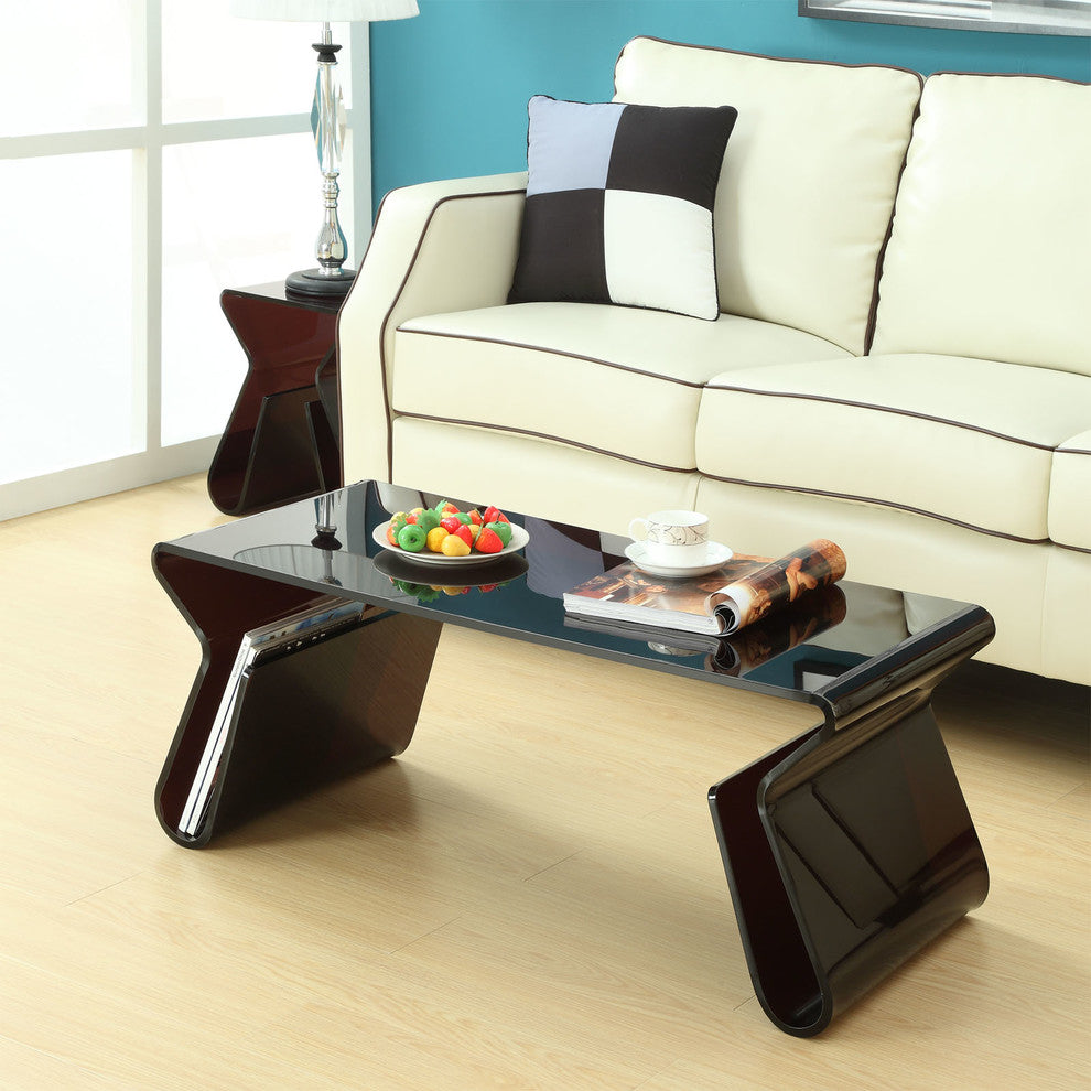 Modern Contemporary Living Room Clear Coffee Table Black
