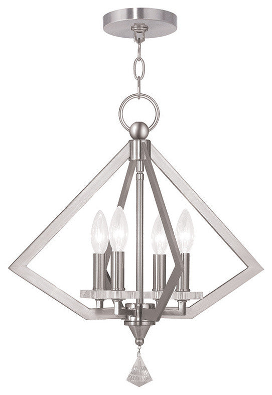 Diamond Chandelier, Brushed Nickel