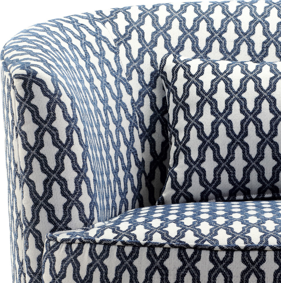 Dmitri Swivel Barrel Chair, Navy, White