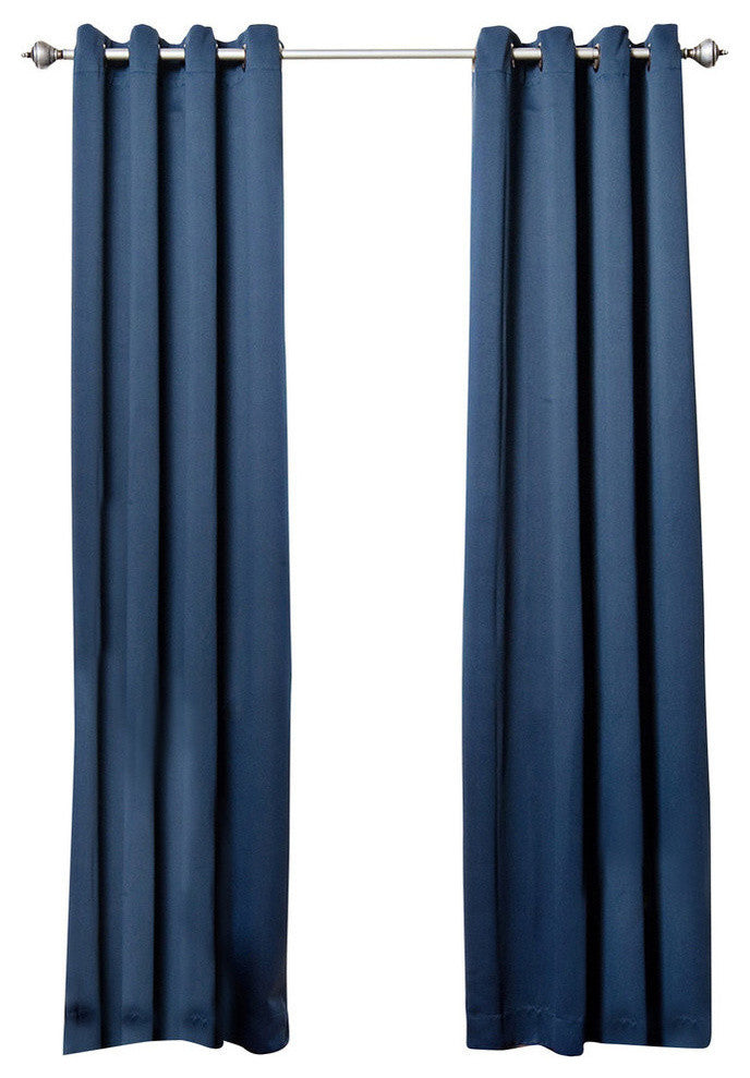 Solid Grommet Top Thermal Insulated Blackout Curtains, Navy, 84"