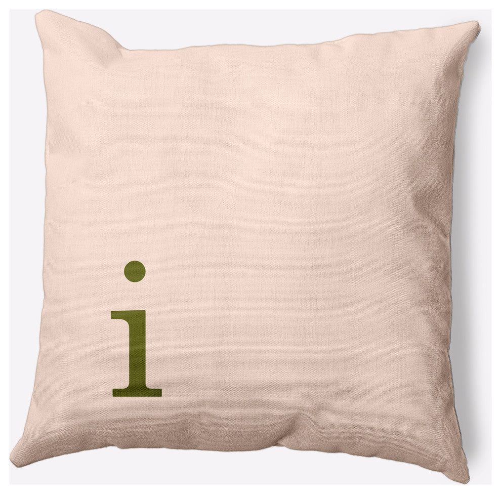 20" x 20" Modern Monogram Indoor/Outdoor Polyester Throw Pillow, Olive