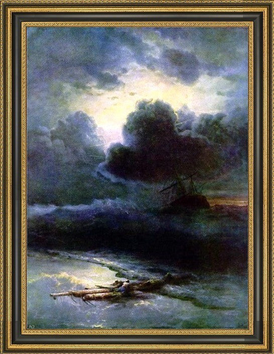 Ivan Constantinovich Aivazovsky ThunderstormFramed Premium Canvas Print, 21"x28"