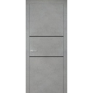 Solid French Door 24 x 84 | Planum 0014 Concrete with| Bathroom