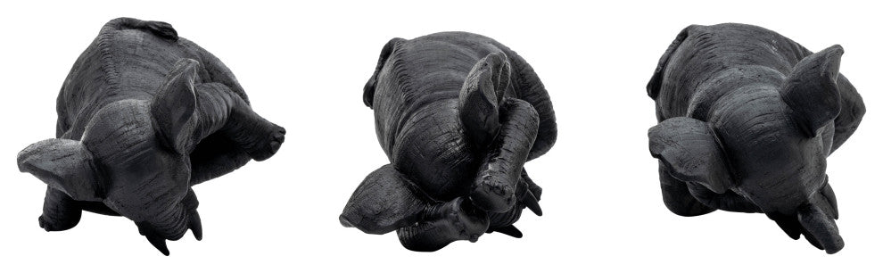 Resin, Set of 3, 8"H, Yoga Elephants, Black