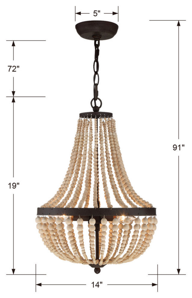 Crystorama 603-FB, 3-Light Chandelier, Forged Bronze