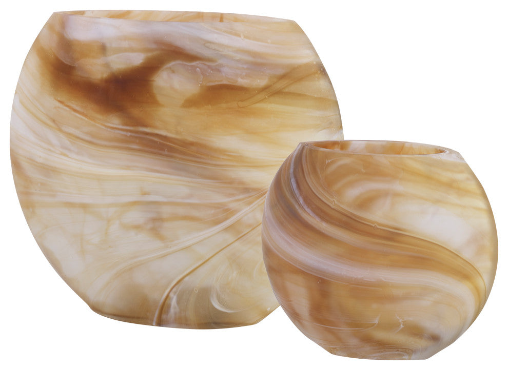 Uttermost Fusion Swirled Caramel and Ivory Vases, Set of 2