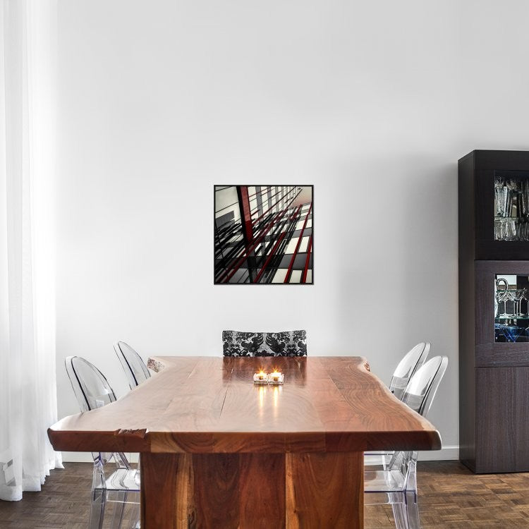 "Red Lines" Framed Canvas Giclee by Gilbert Claes, 23x23"