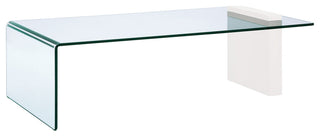 BUONO High Gloss White Lacquer With 1/2 Clear Glass Coffee Table