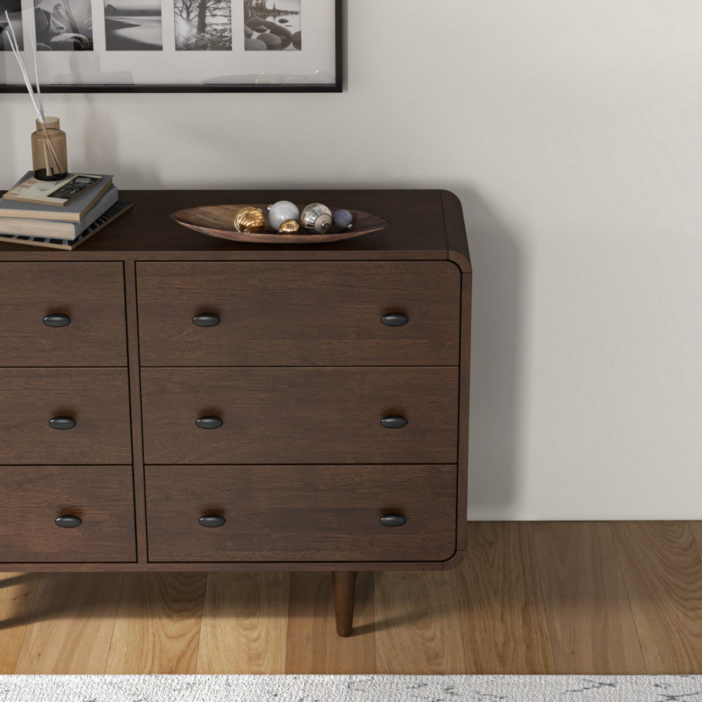 Stein Mid-Century Modern Solid Wood Bedroom Dressers, 6-Drawer