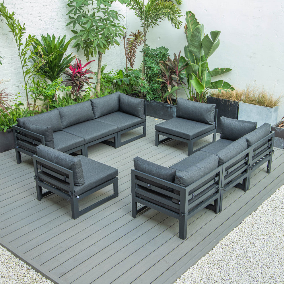 Chelsea 8-Piece Patio Sectional Black With Cushions, Black