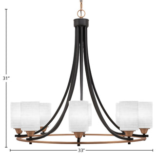Paramount 8-Light Chandelier, Matte Black & Brass, 4" White Matrix Glass