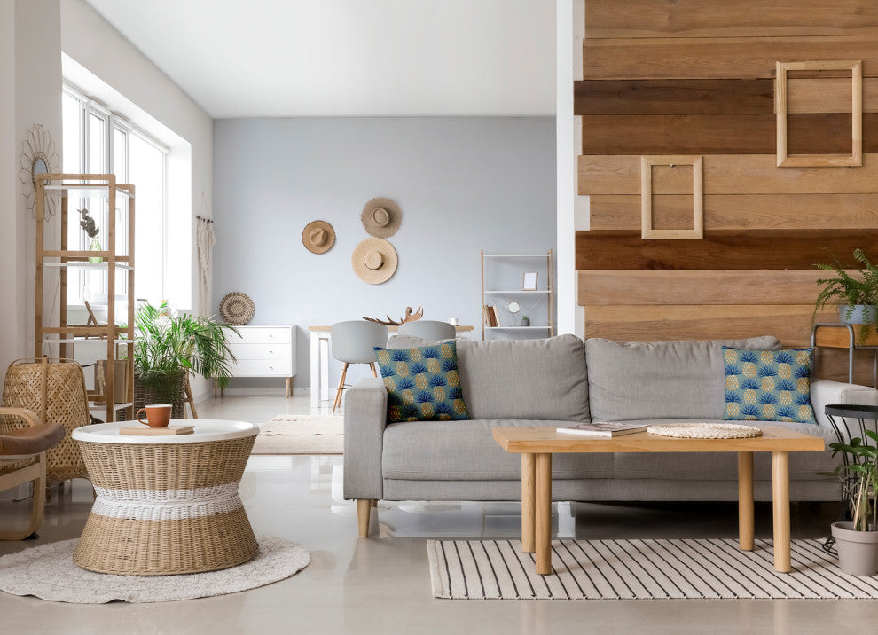 16x16" Pineapple Stripes Nautical Decorative Indoor Pillow, Sage