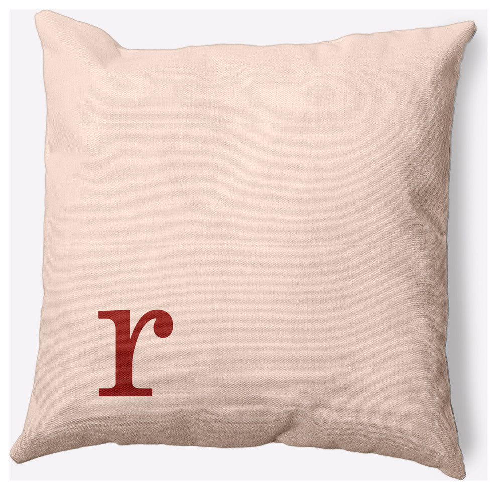 18" x 18" Modern Monogram Indoor/Outdoor Polyester Throw Pillow, Maple Red
