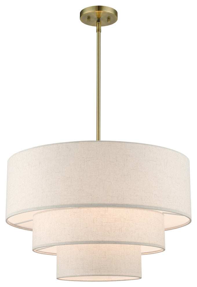 Livex Lighting Gladstone 4-Light Antique Brass Pendant Chandelier