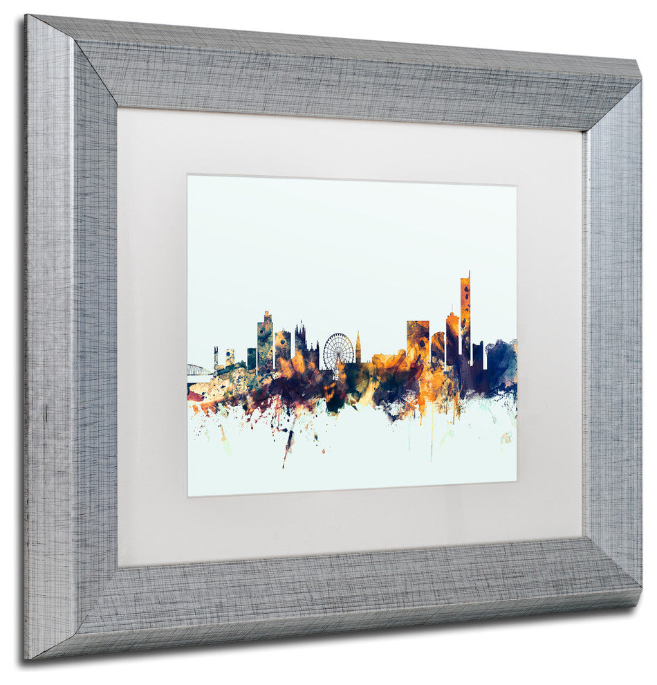 Michael Tompsett 'Manchester Skyline Blue' Matted Framed Art, 11x14